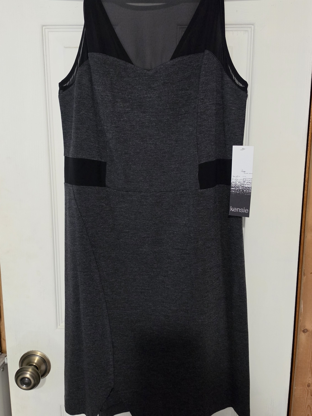 kensie Charcoal & Black Midi Sheath Dress